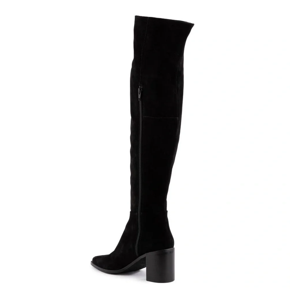 New Seychelles Gifted Tall Boot Over The Knee Black Suede Sz 6